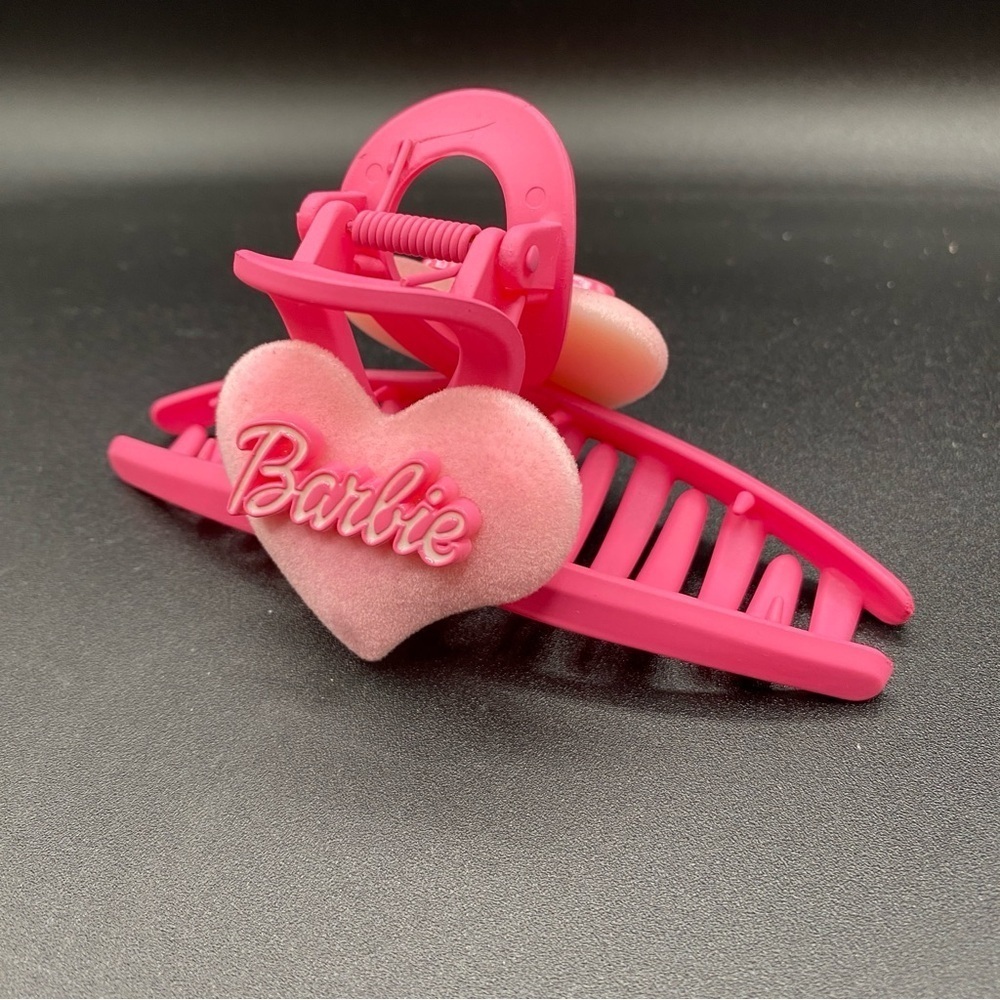 Barbie Pink Heart Matte Hair Claw Large